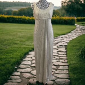 Liz Claiborne Night Ivory Sparkly Gown - Size Unknown (Pit-to-Pit 18 Inches)